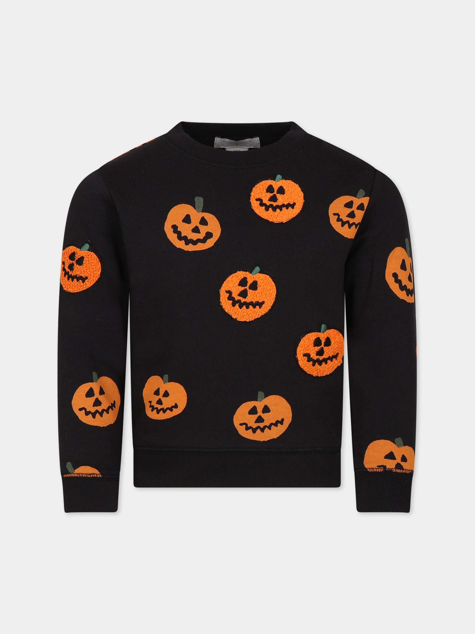 Felpa nera per bambino con zucche,Stella Mccartney Kids,TT4S50 Z1349 930MC
