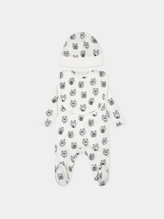 Set bianco per neonato con stampa e logo,Stella Mccartney Kids,TTB559 Z1486 101MC