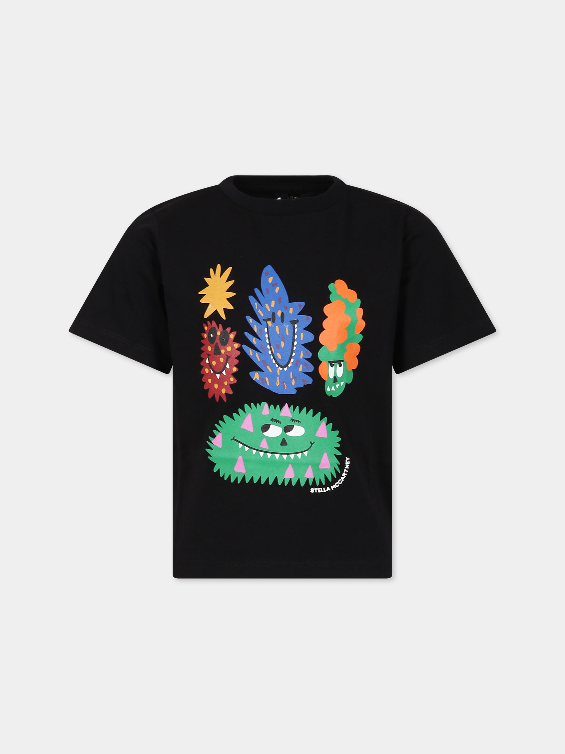 T-shirt nera per bambino con stampa,Stella Mccartney Kids,TT8Q51 Z0434 930