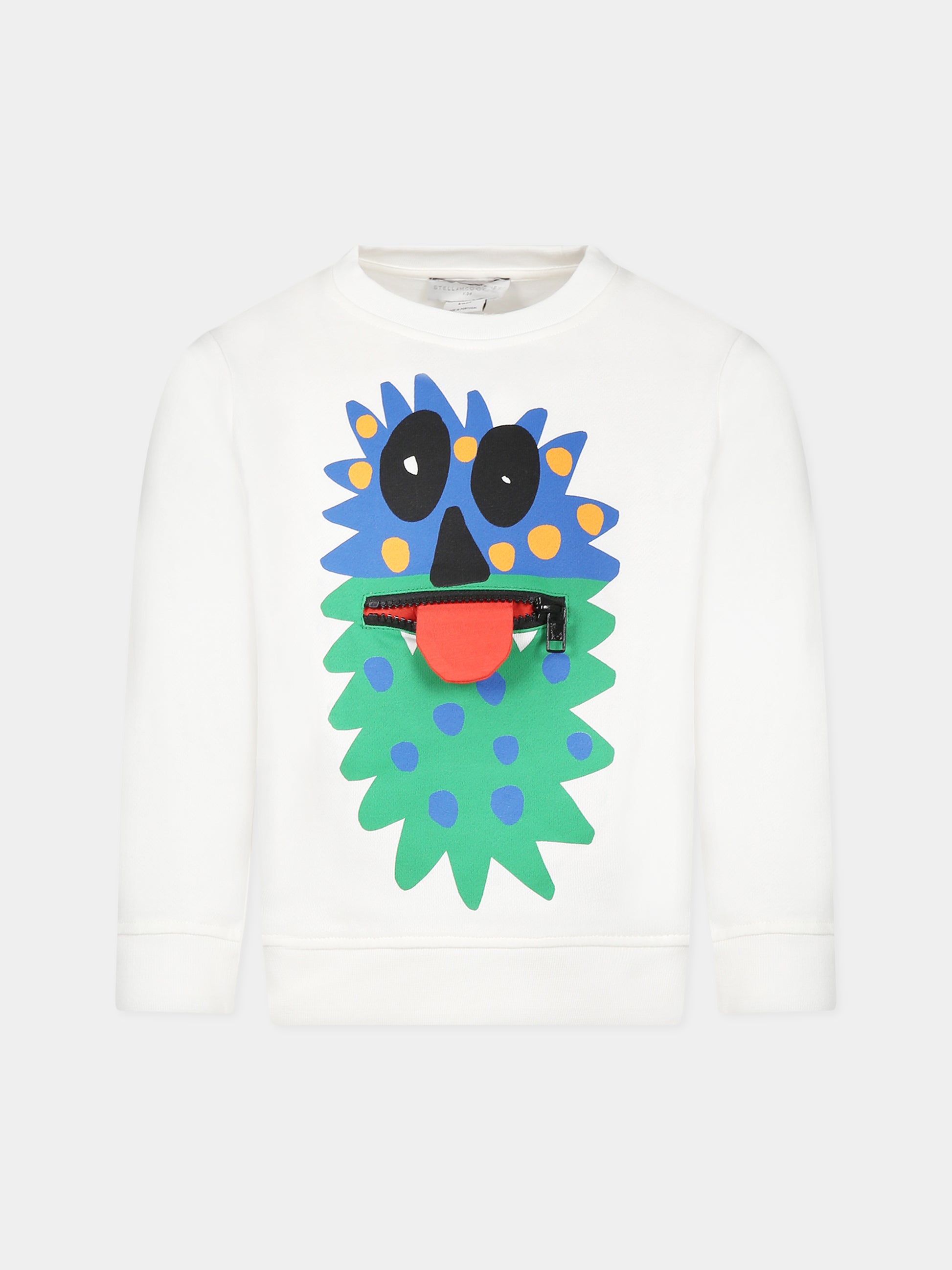 Felpa bianca per bambino con stampa,Stella Mccartney Kids,TT4Q50 Z0447 101