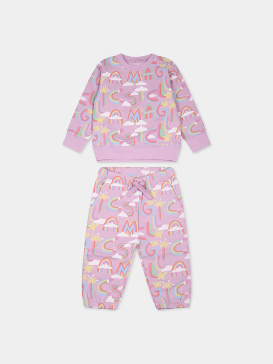 Completo viola per neonata con stelle e nuvole,Stella Mccartney Kids,TT3010 Z1568 516MC