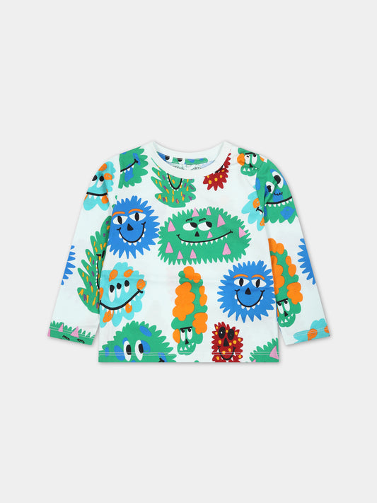 T-shirt celeste per neonato con stampa,Stella Mccartney Kids,TT8550 Z1392 101MC