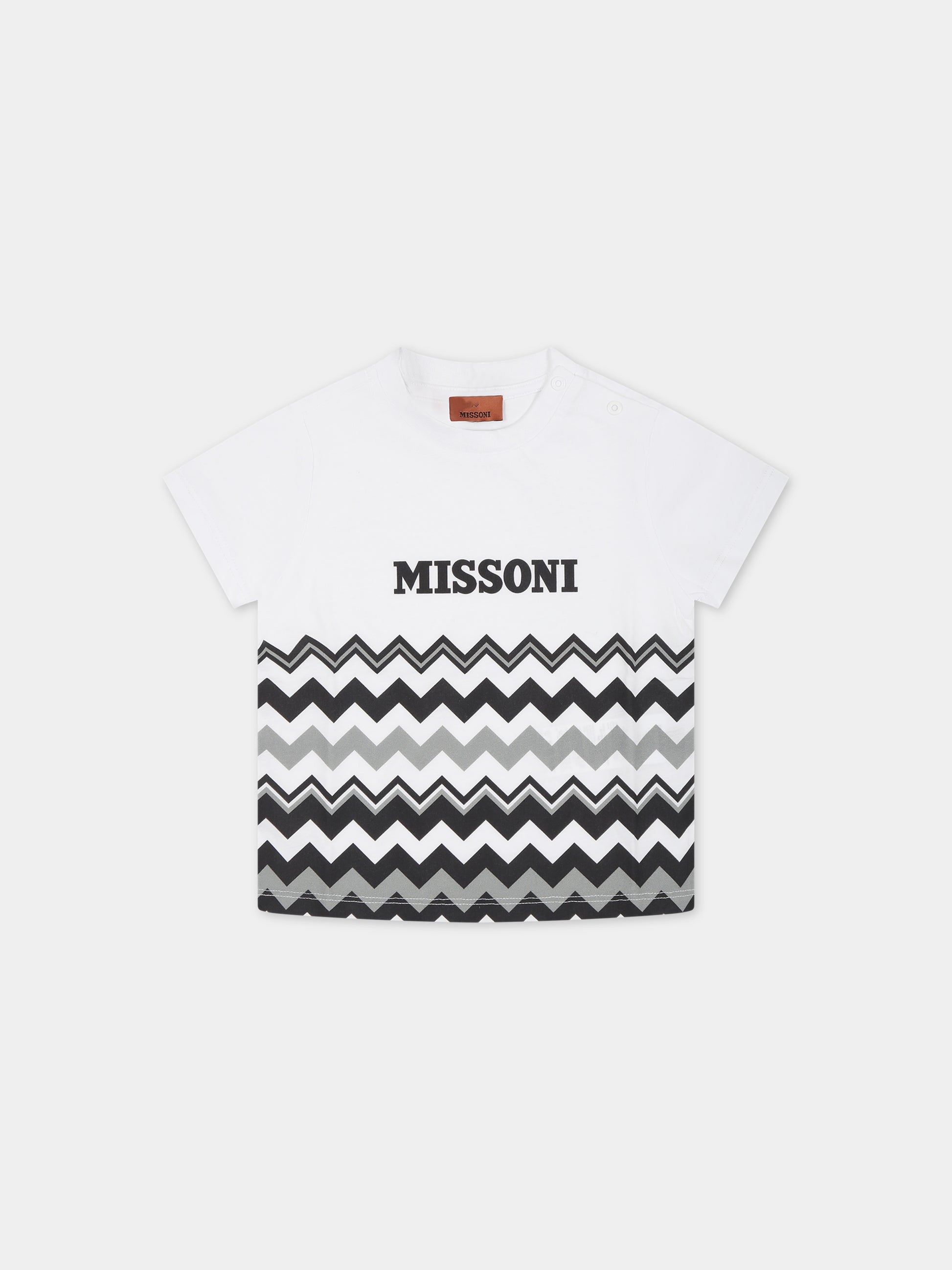 T-shirt bianca per neonati con logo,Missoni,MT8521 Z0082 100NE