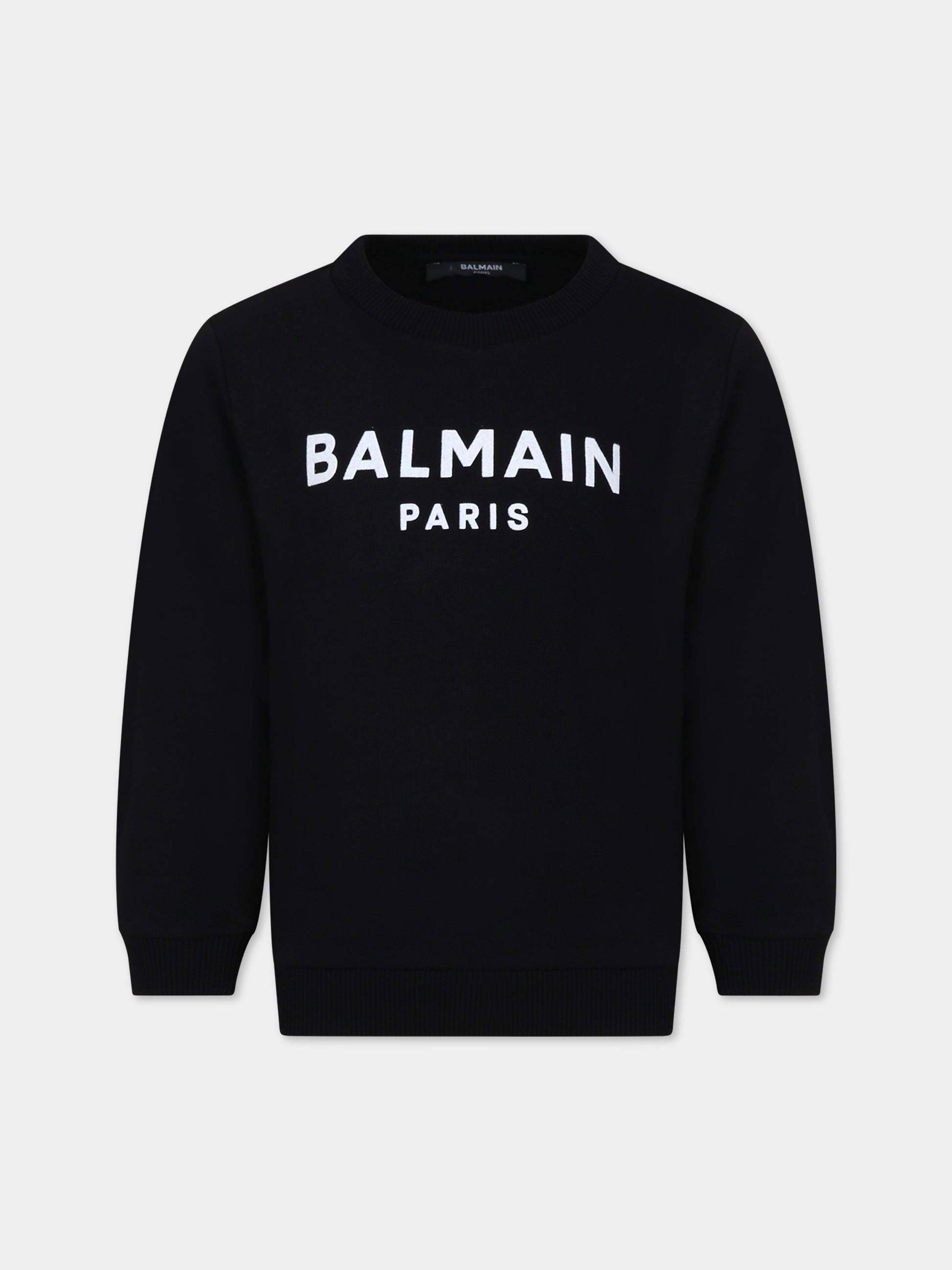 Felpa nera per bambini con logo,Balmain Kids,BT4Q80 Z0114 930BC