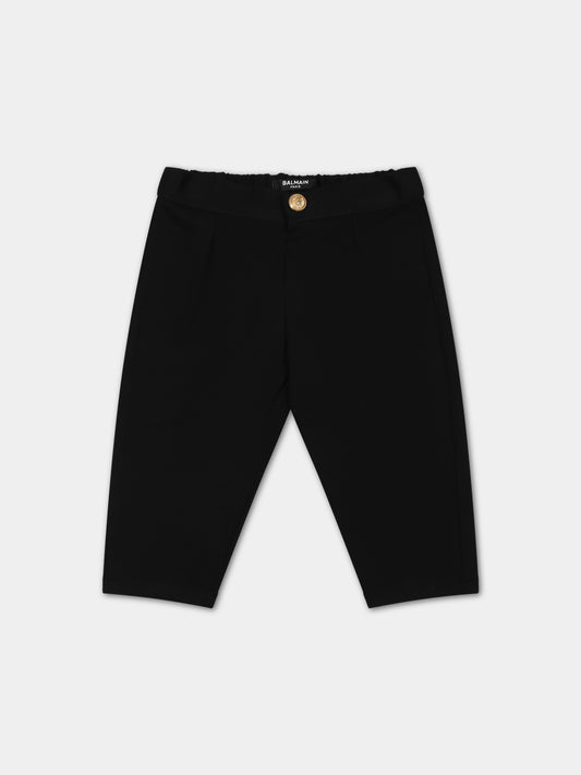 Pantaloni neri per neonato con logo,Balmain Kids,BT6610 J0035 930