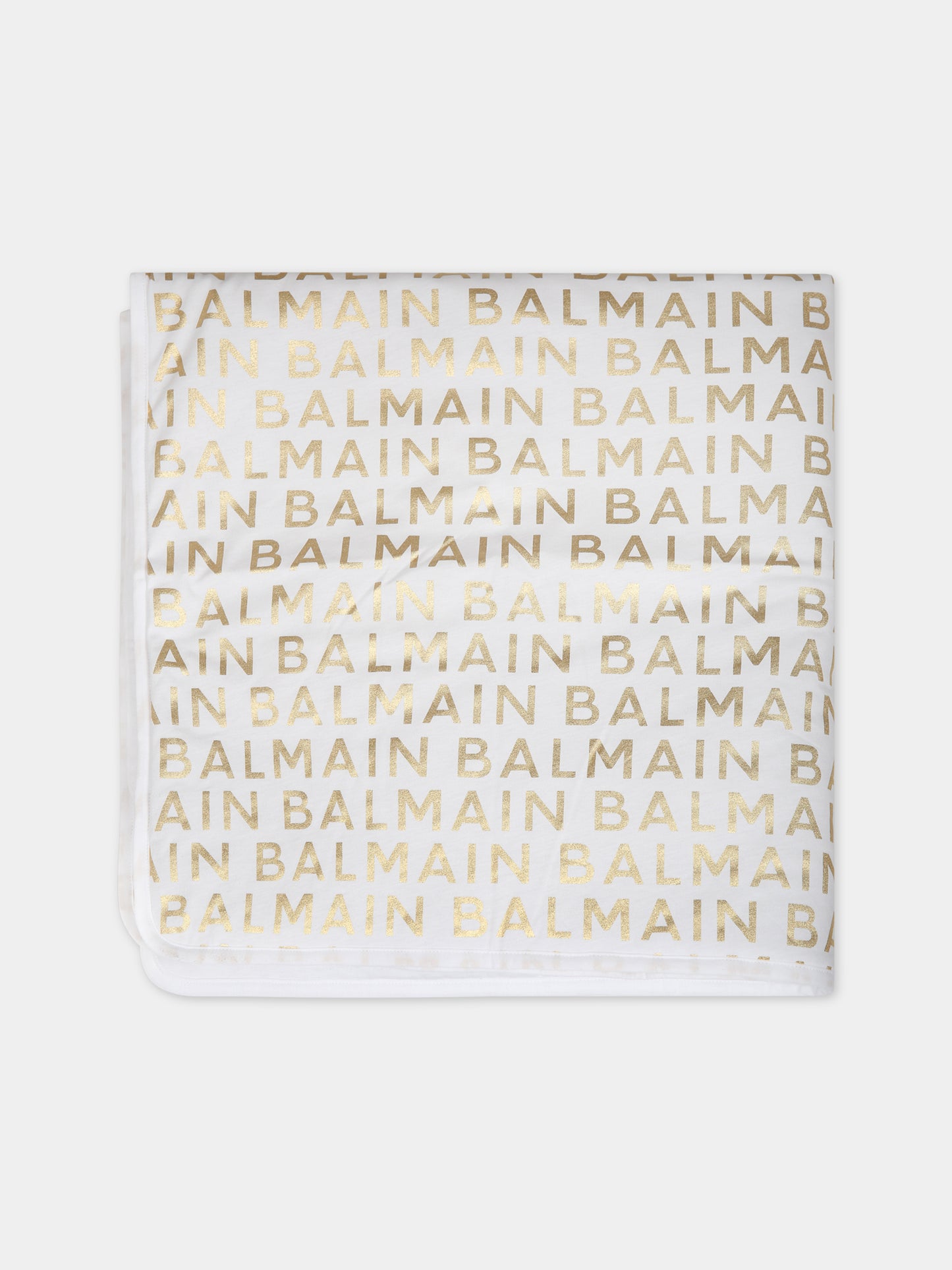 Coperta bianca per neonata con logo,Balmain Kids,BT0510 Z1523 100OR