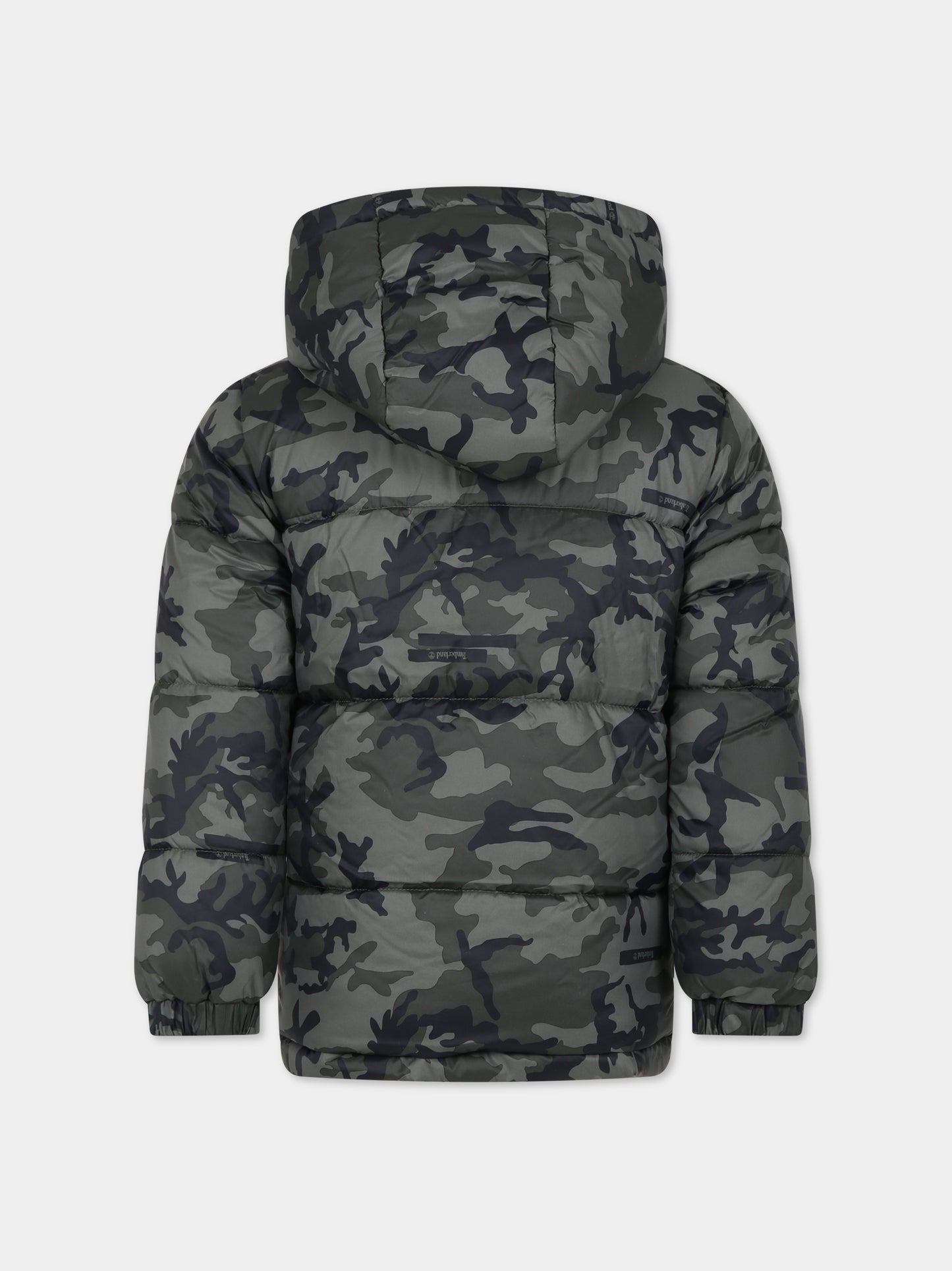 Piumino verde per bambino con logo,Timberland,T26595 655