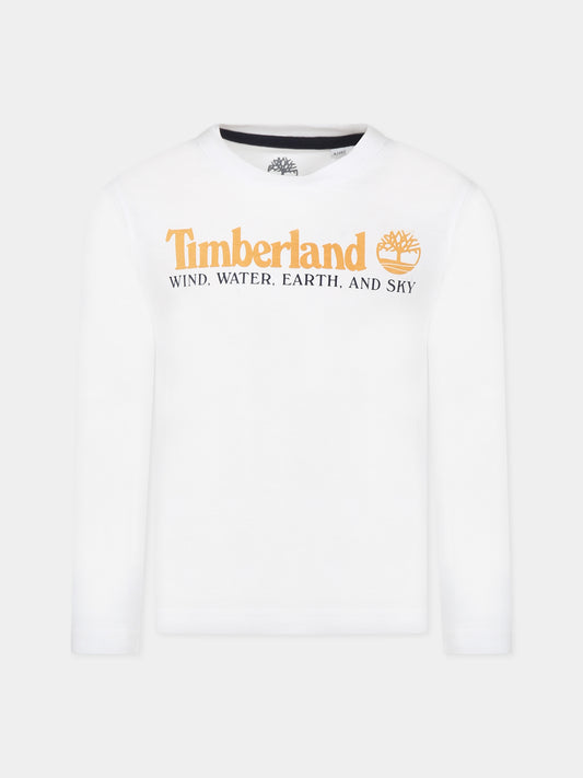 T-shirt bianca per bambino con logo,Timberland,T25U28 10P