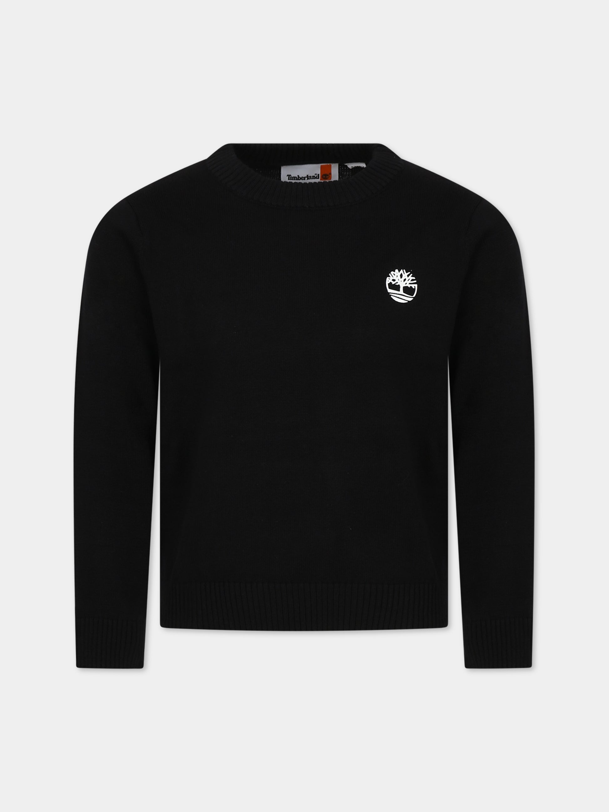 Maglione nero per bambino con logo,Timberland,T25U49 09B