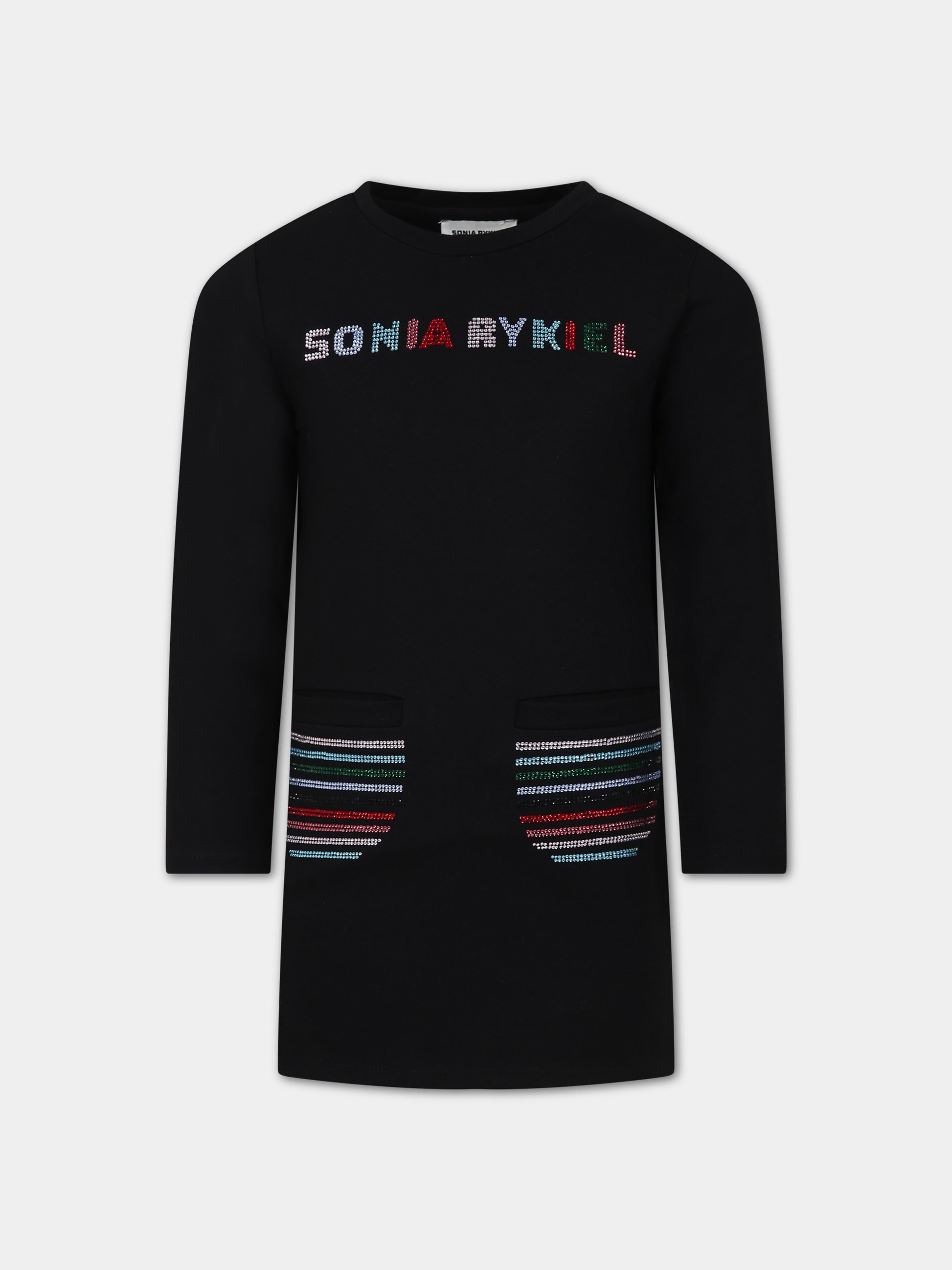 Vestito nero per bambina con logo,Sonia Rykiel Paris,A12019 09B