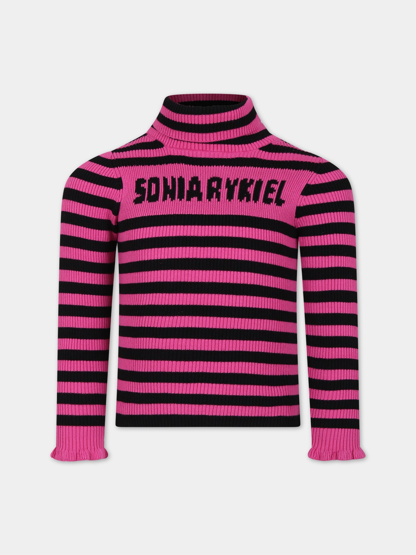 Dolcevita fucsia per bambina con logo,Sonia Rykiel Paris,A15030 49E
