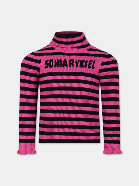 Dolcevita fucsia per bambina con logo,Sonia Rykiel Paris,A15030 49E