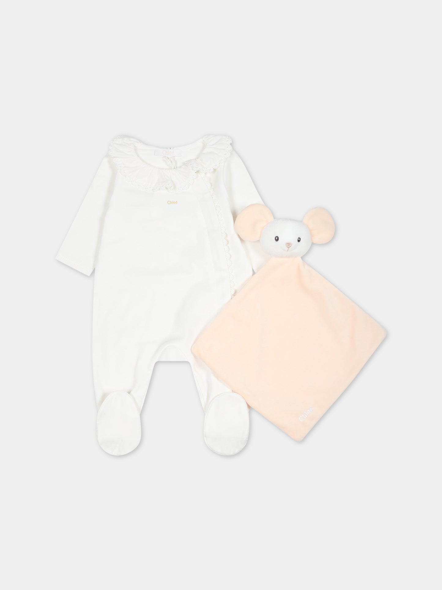 Set bianco per neonata con logo,Chloé Kids,C9K231 117