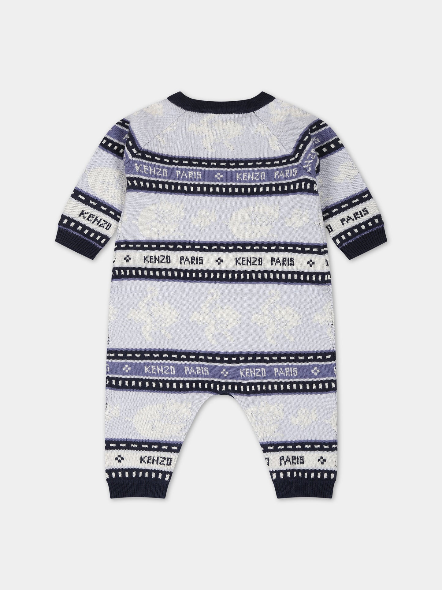 Tutina celeste per neonato con logo e animali,Kenzo Kids,K94110 771