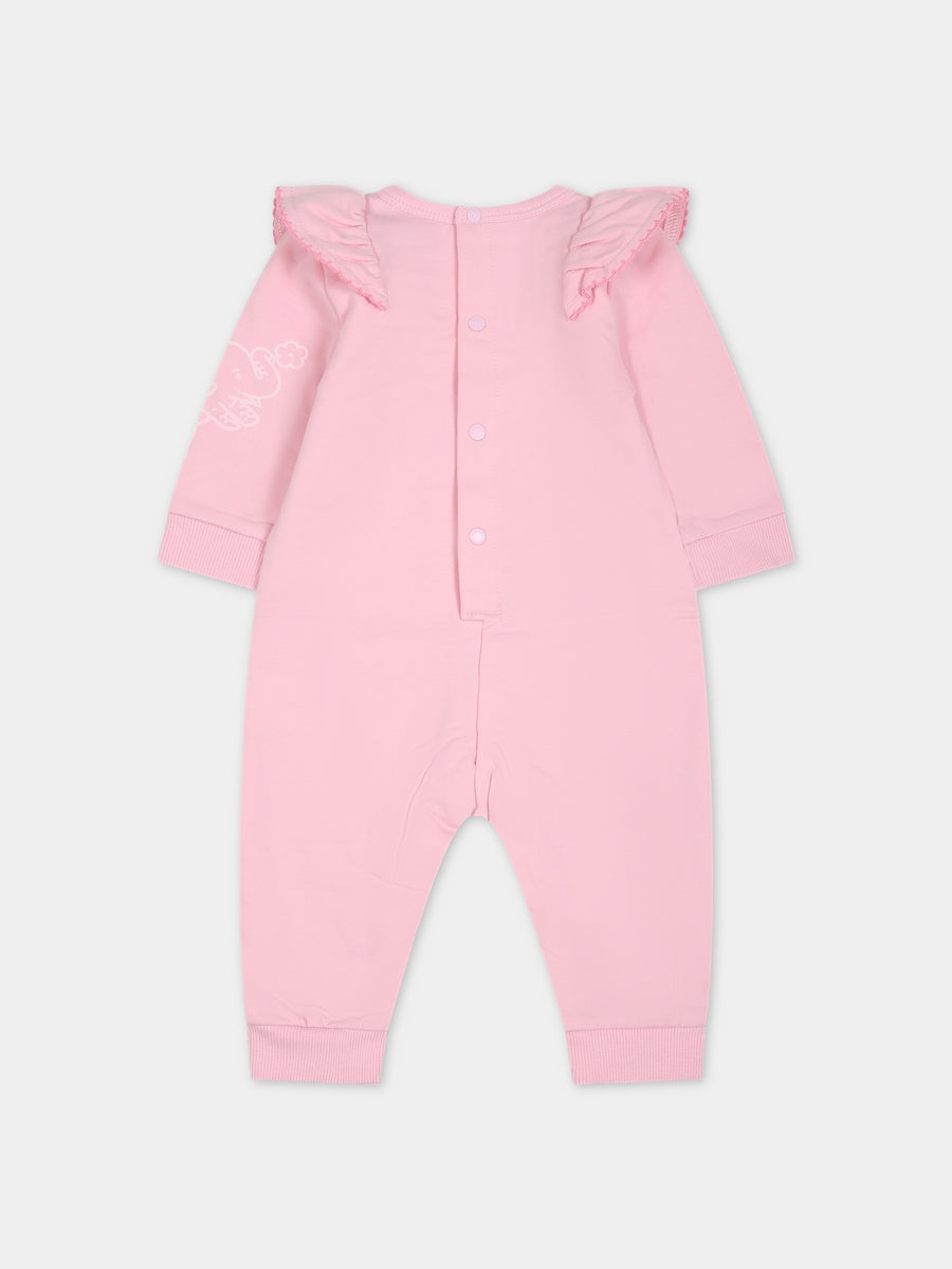 Tutina rosa per neonata con stampa,Kenzo Kids,K94106 456