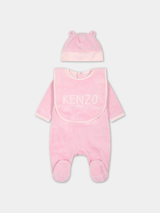 Set rosa per neonata con logo,Kenzo Kids,K98143 456