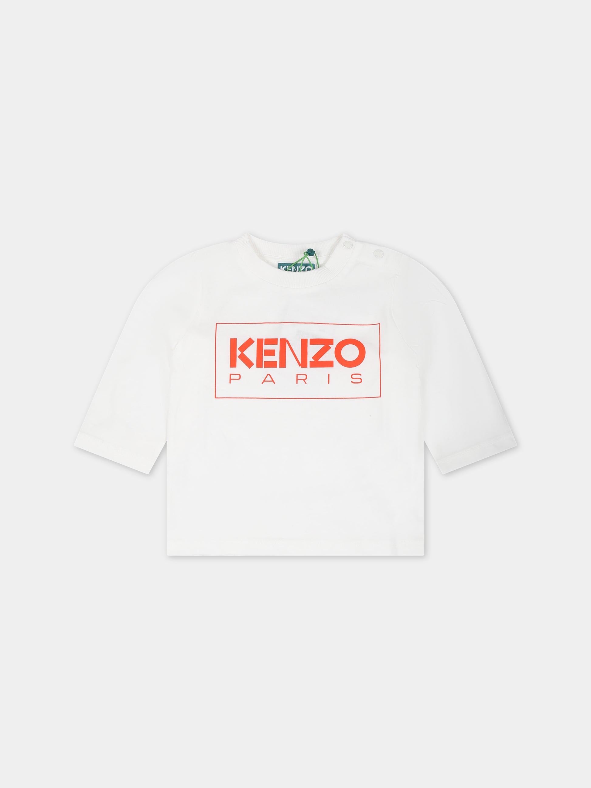 T-shirt bianca per neonati con logo,Kenzo Kids,K05529 12P