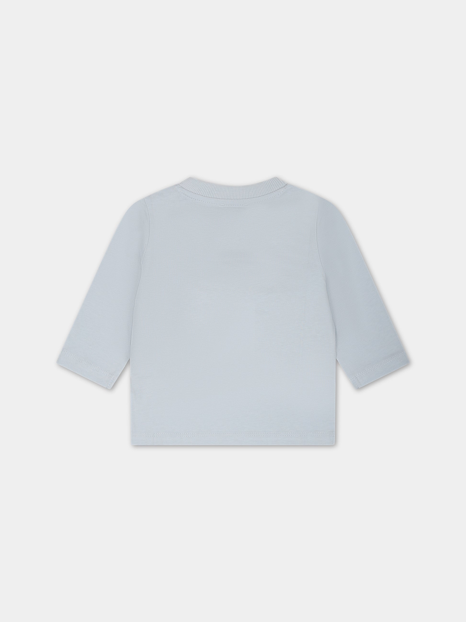 T-shirt celeste per neonato con logo,Kenzo Kids,K05529 794