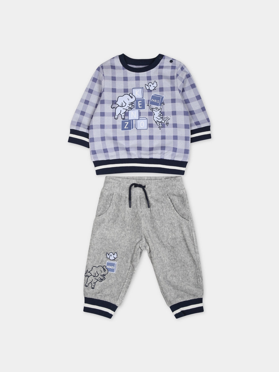 Completo celeste per neonato con elefante,Kenzo Kids,K98134 81H