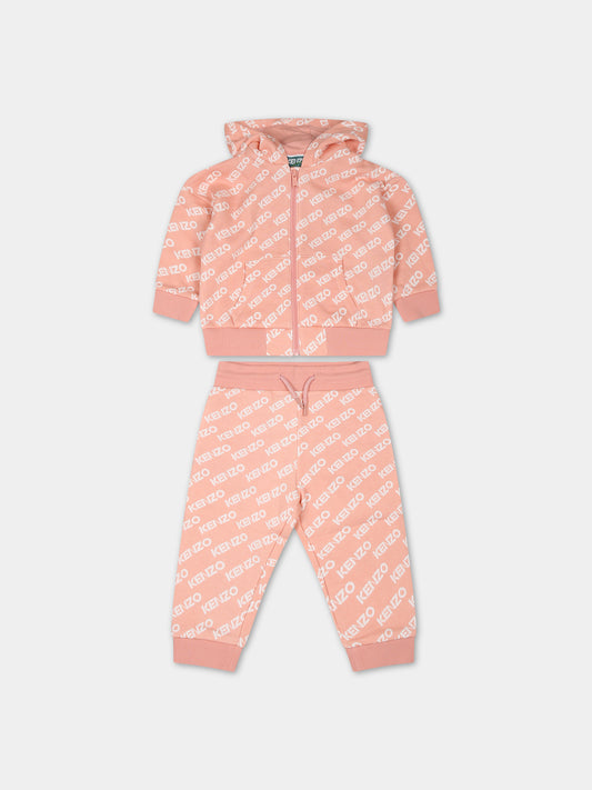 Completo rosa per neonata con logo,Kenzo Kids,K08063 43G