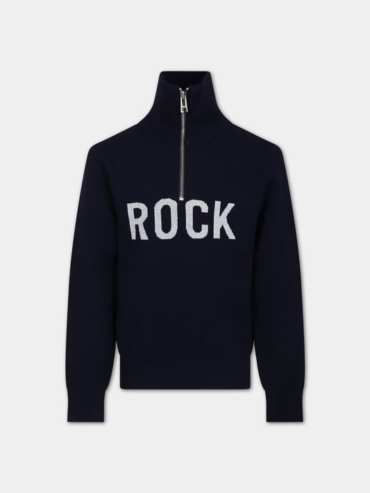 Maglione blu per bambino con scritta,Zadig & Voltaire Kids,X25379 84E