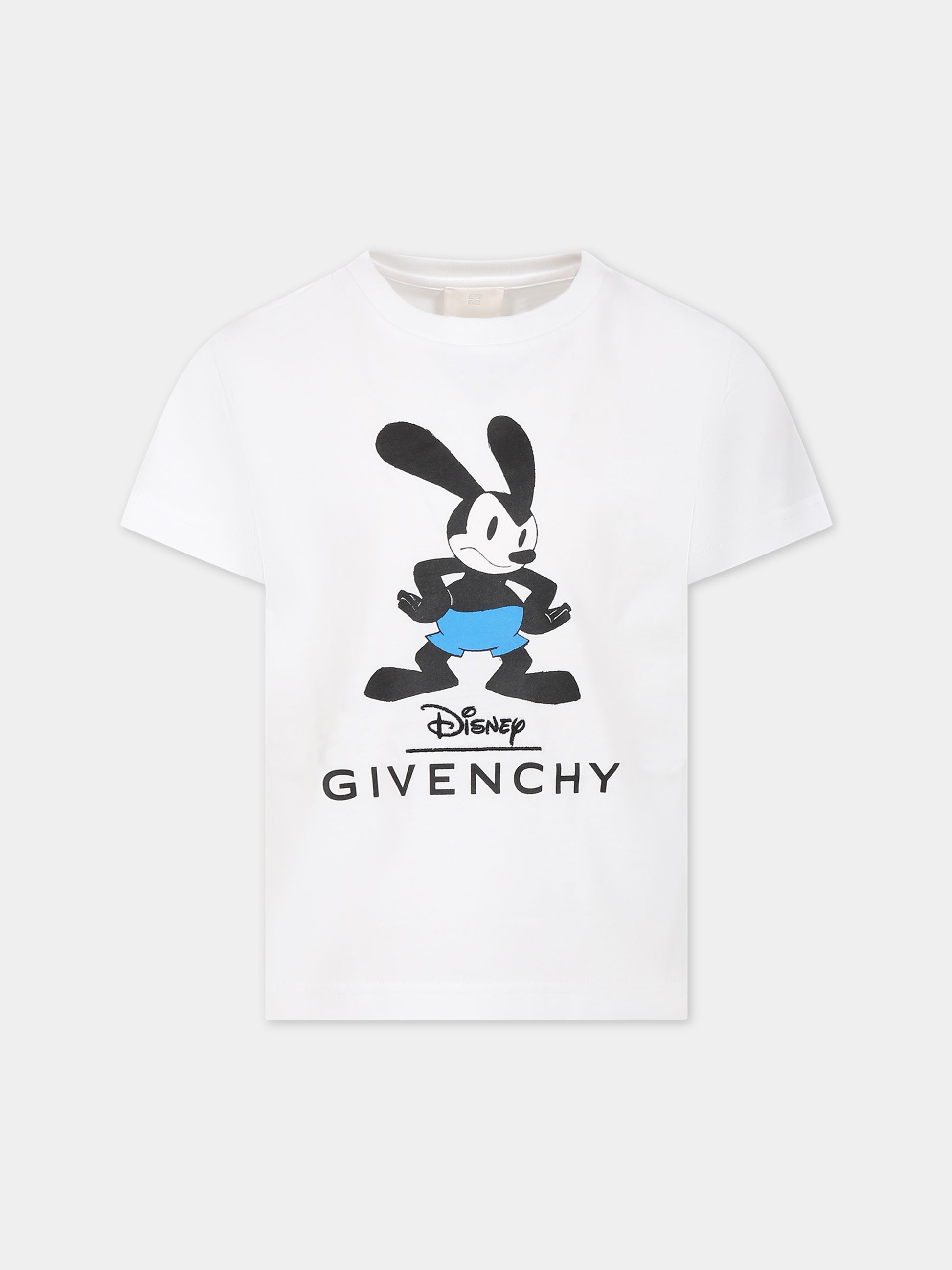 T-shirt bianca per bambini con Oswald e logo,Givenchy Kids,H25451 10P