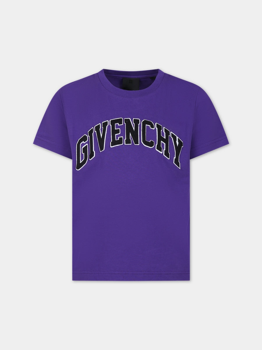 T-shirt viola per bambini con logo,Givenchy Kids,H25460 91C