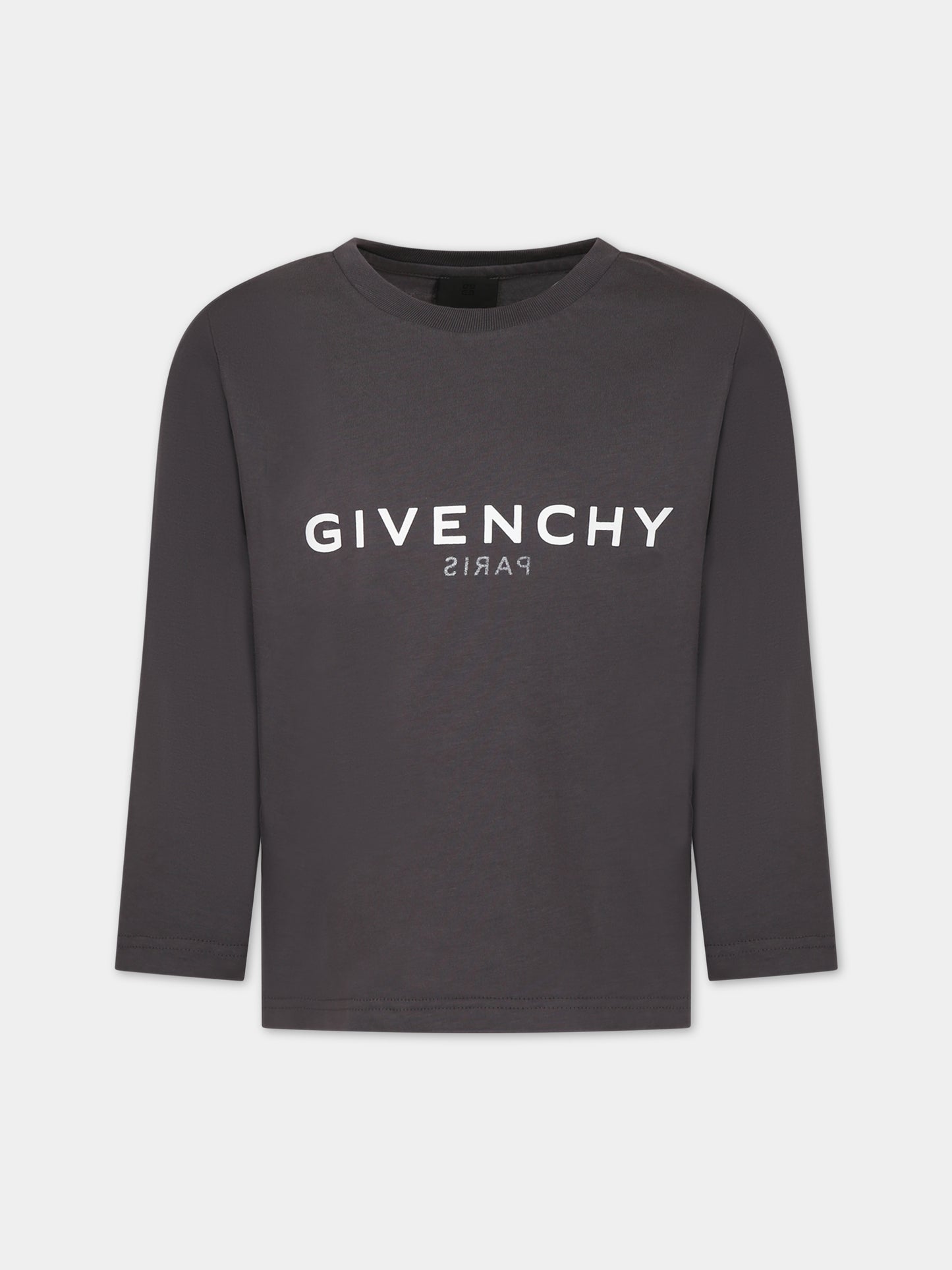 T-shirt grigia per bambini con logo,Givenchy Kids,H25448 070