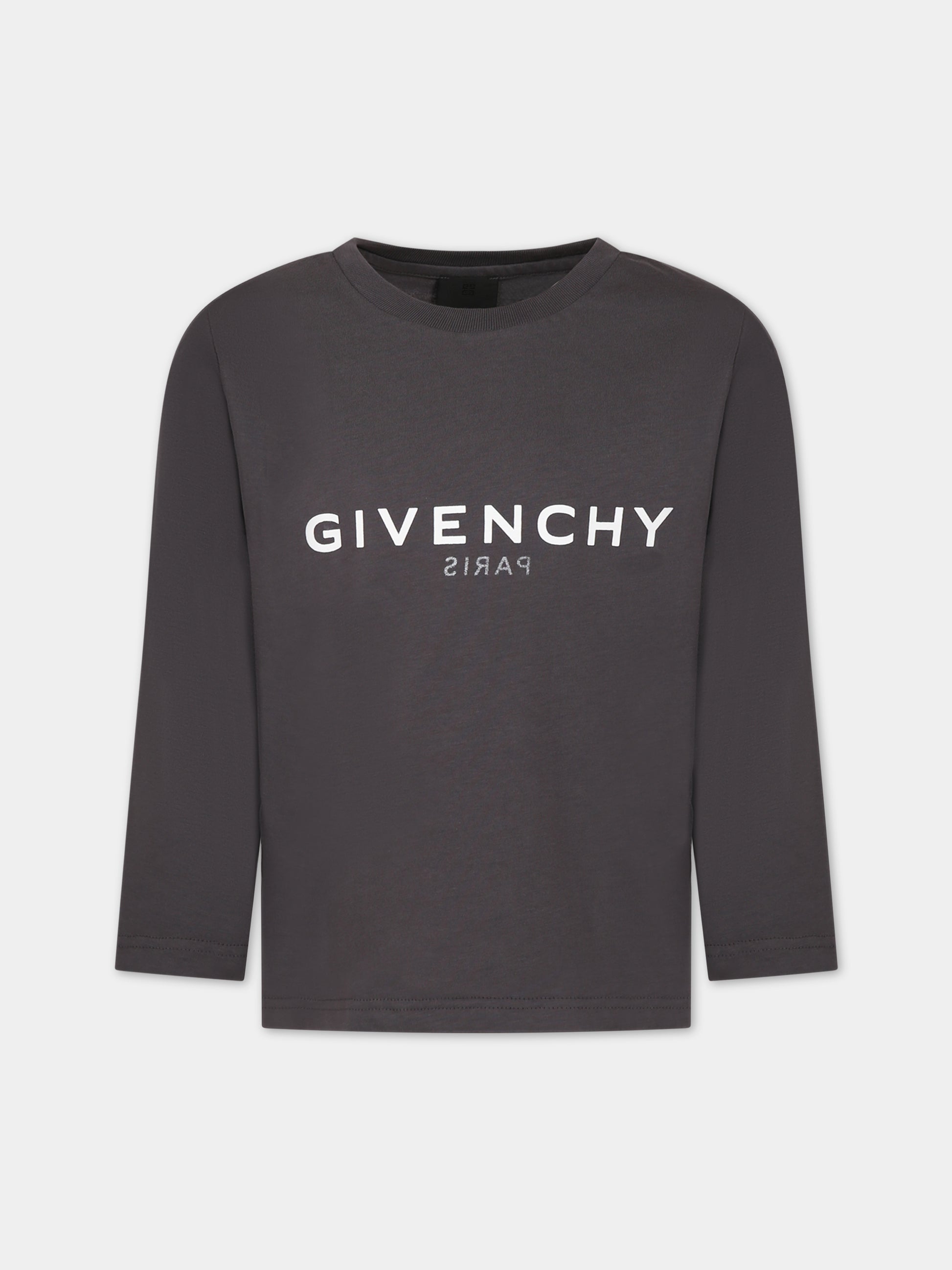 T-shirt grigia per bambini con logo,Givenchy Kids,H25448 070