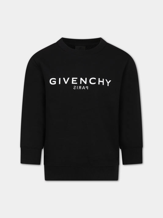 Felpa nera per bambini con logo,Givenchy Kids,H25472 09B