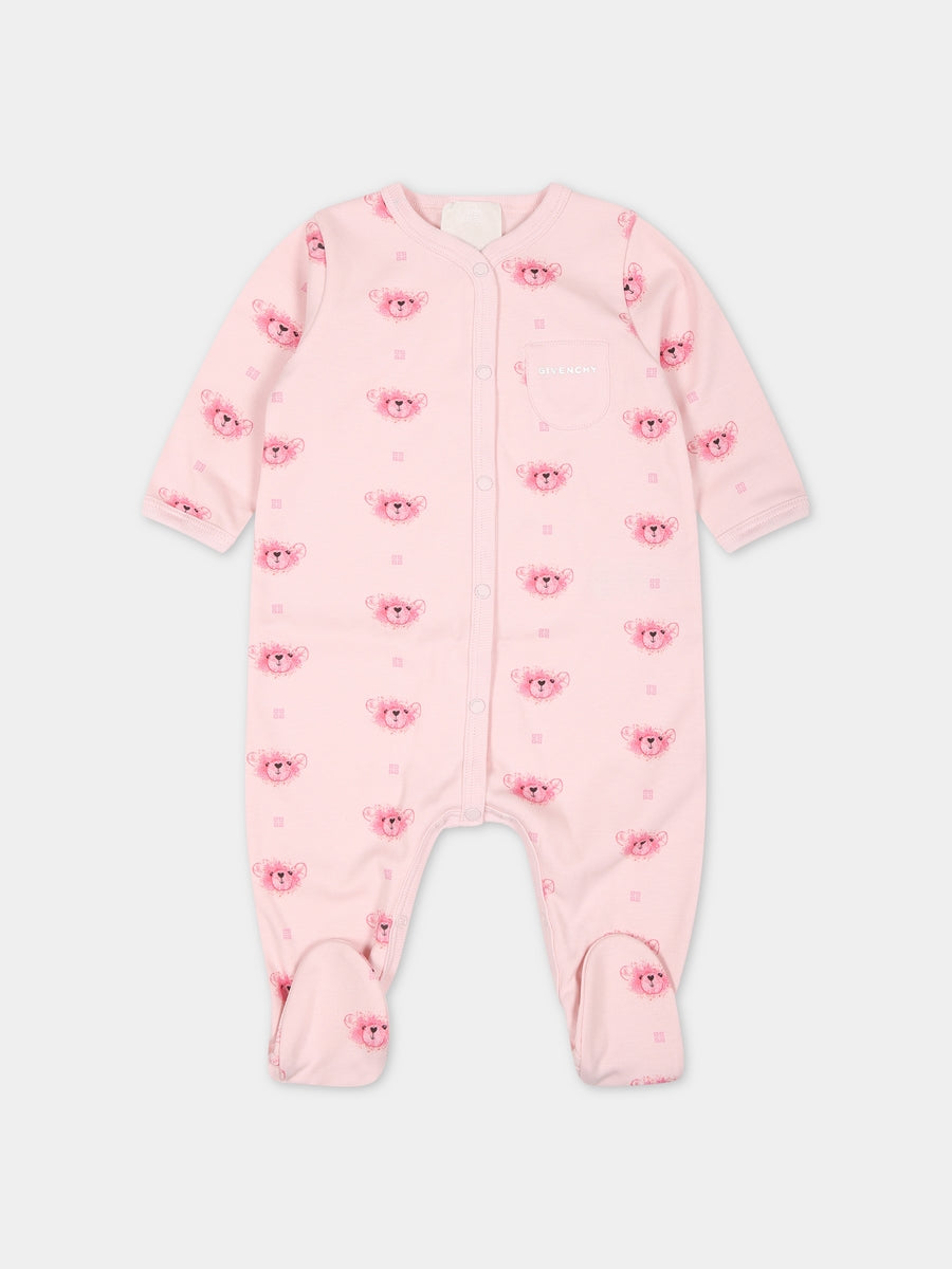 Set rosa per neonata con logo e stampa,Givenchy Kids,H98182 44Z