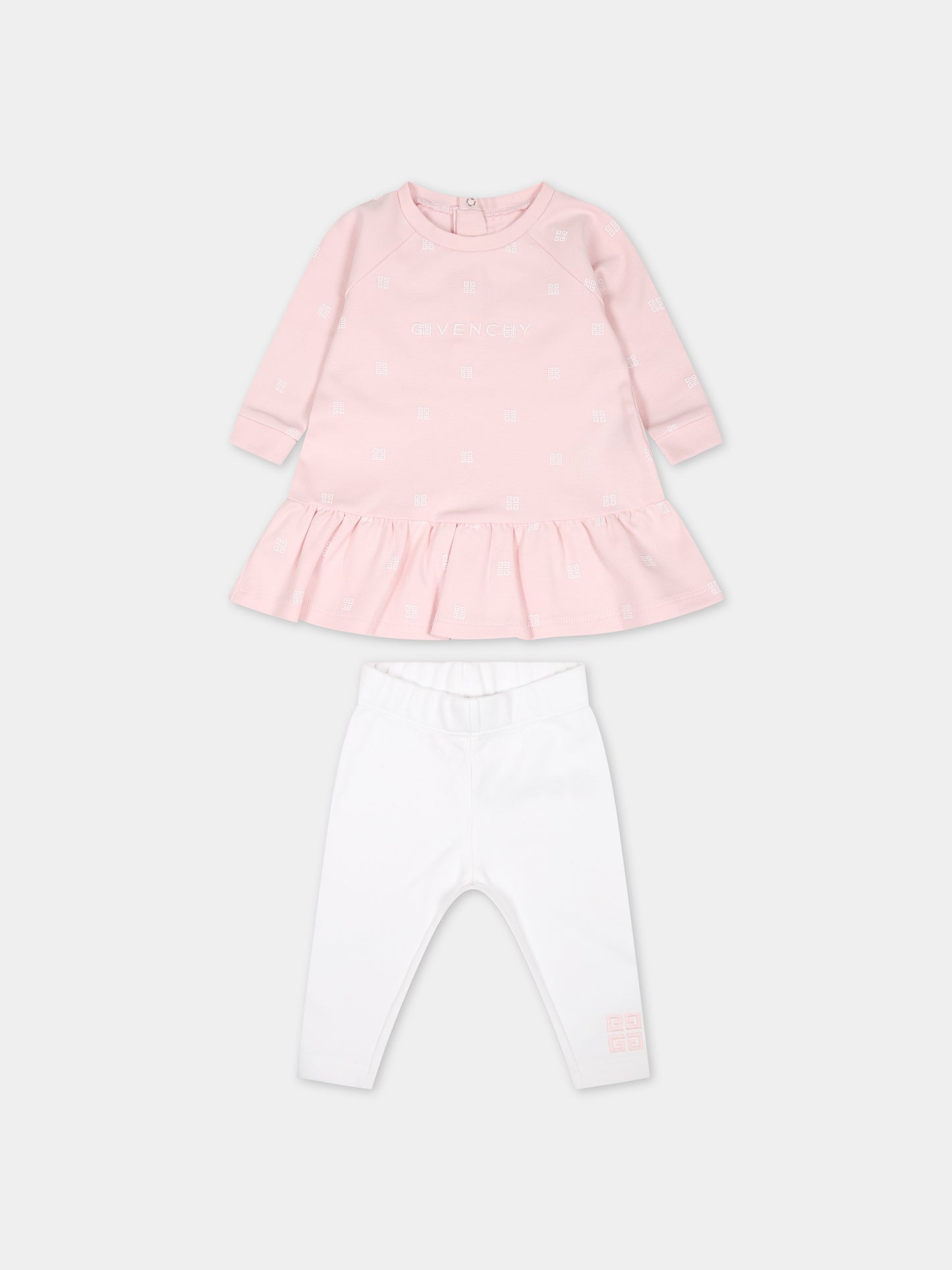 Completo rosa per neonata con logo,Givenchy Kids,H98183 44Z