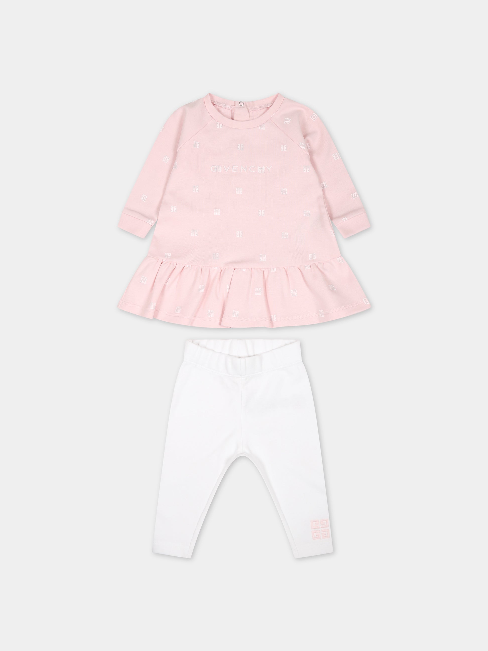 Completo rosa per neonata con logo,Givenchy Kids,H98183 44Z