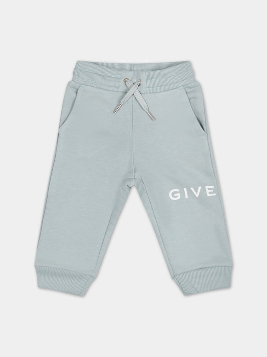 Pantaloni celesti per neonato con logo,Givenchy Kids,H04169 773