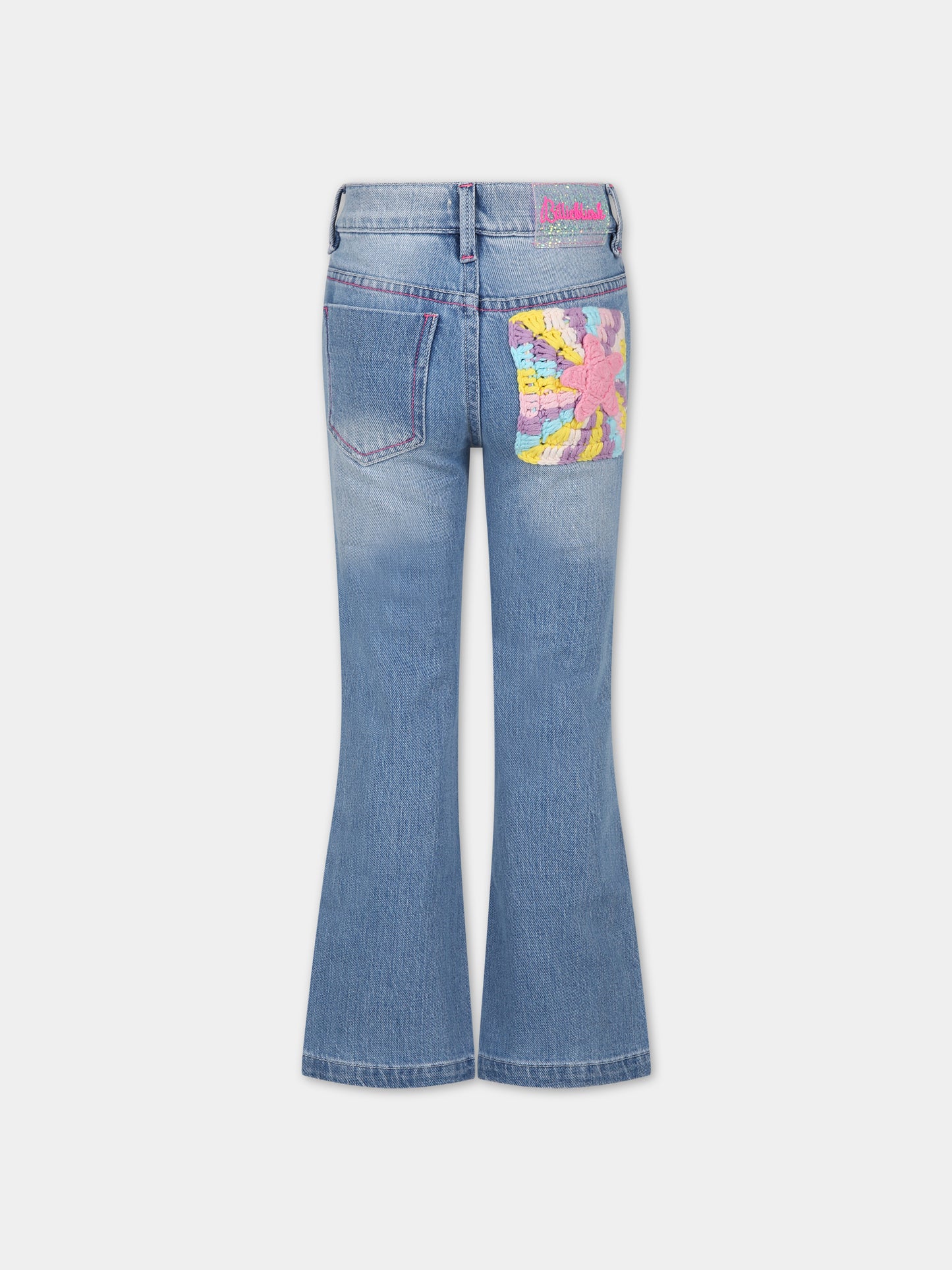Jeans blu per bambina con logo,Billieblush,U14675 Z18