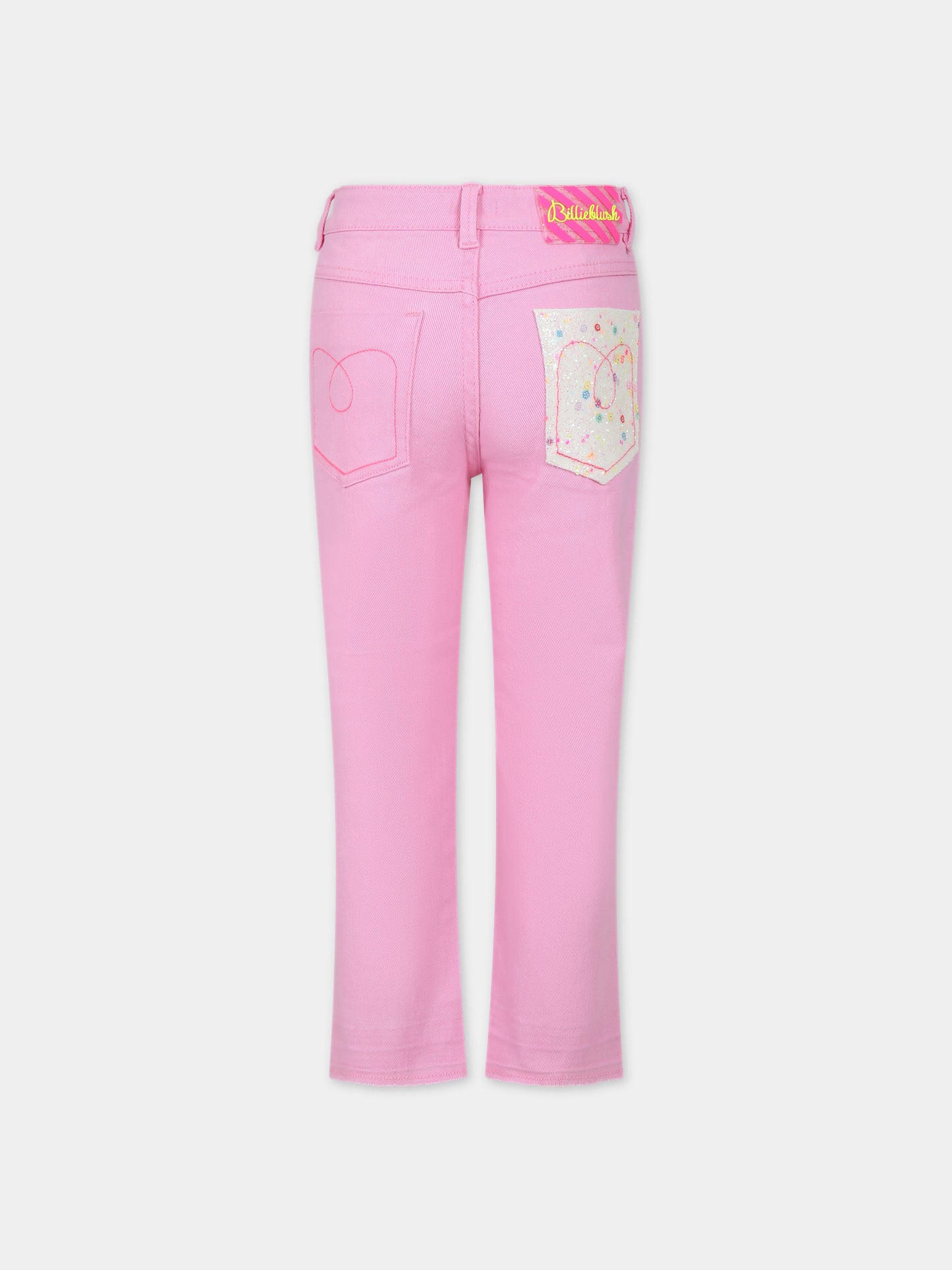 Jeans rosa per bambina con logo,Billieblush,U14702 47C