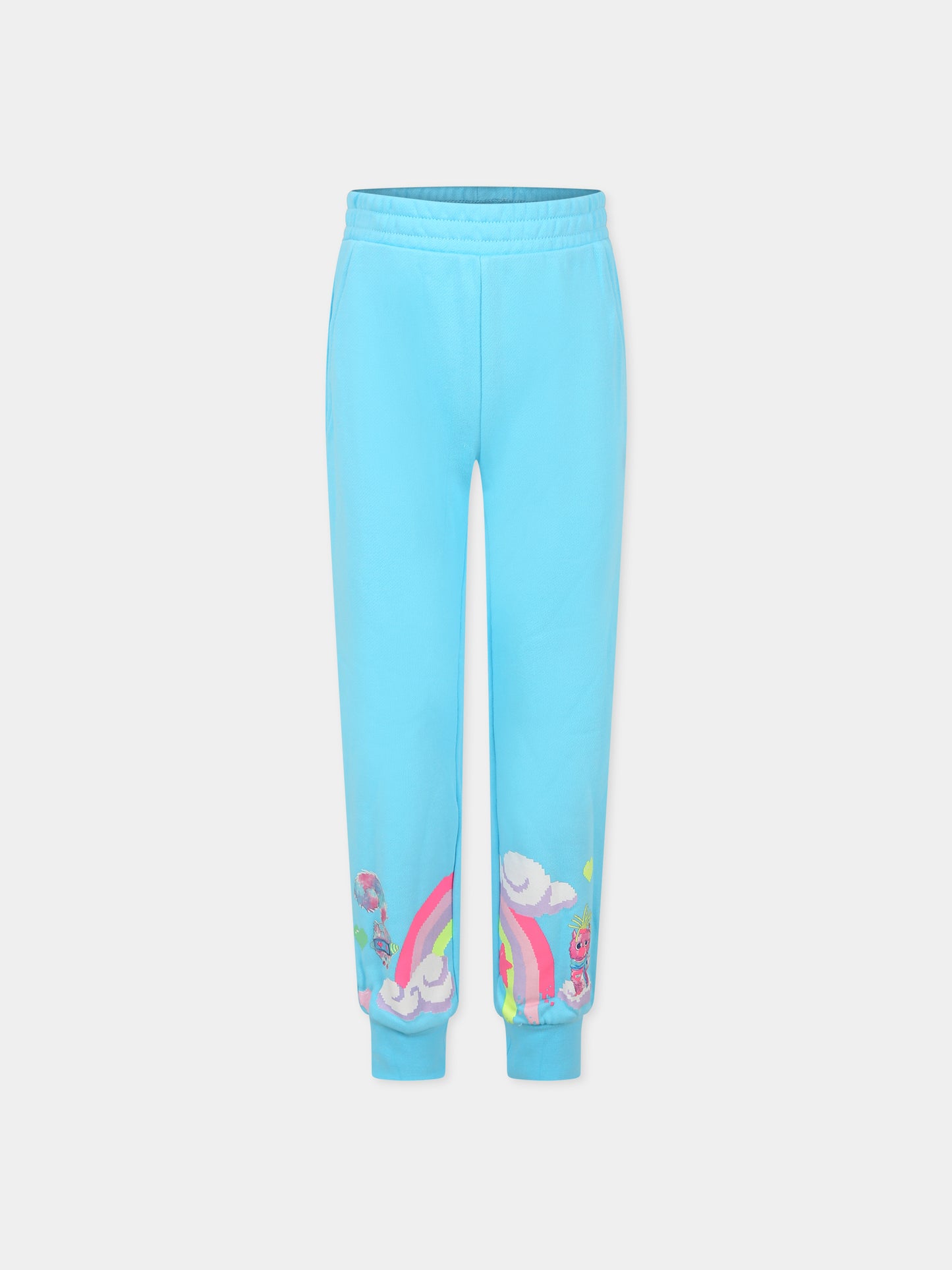 Pantaloni azzurri per bambina con arcobaleno,Billieblush,U14687 77S