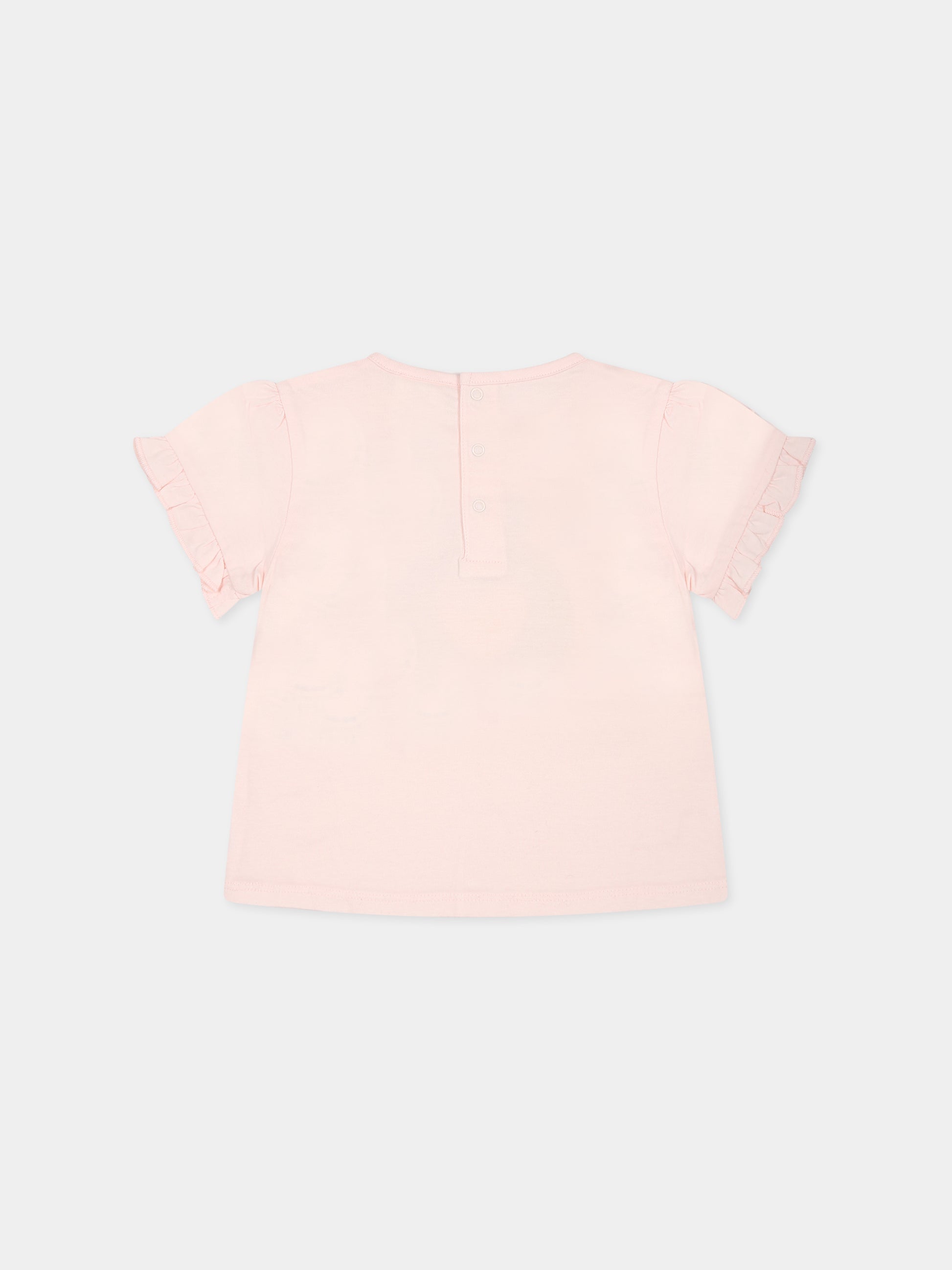 T-shirt rosa per neonata con stampa,Carrement Beau,Y05300 43B