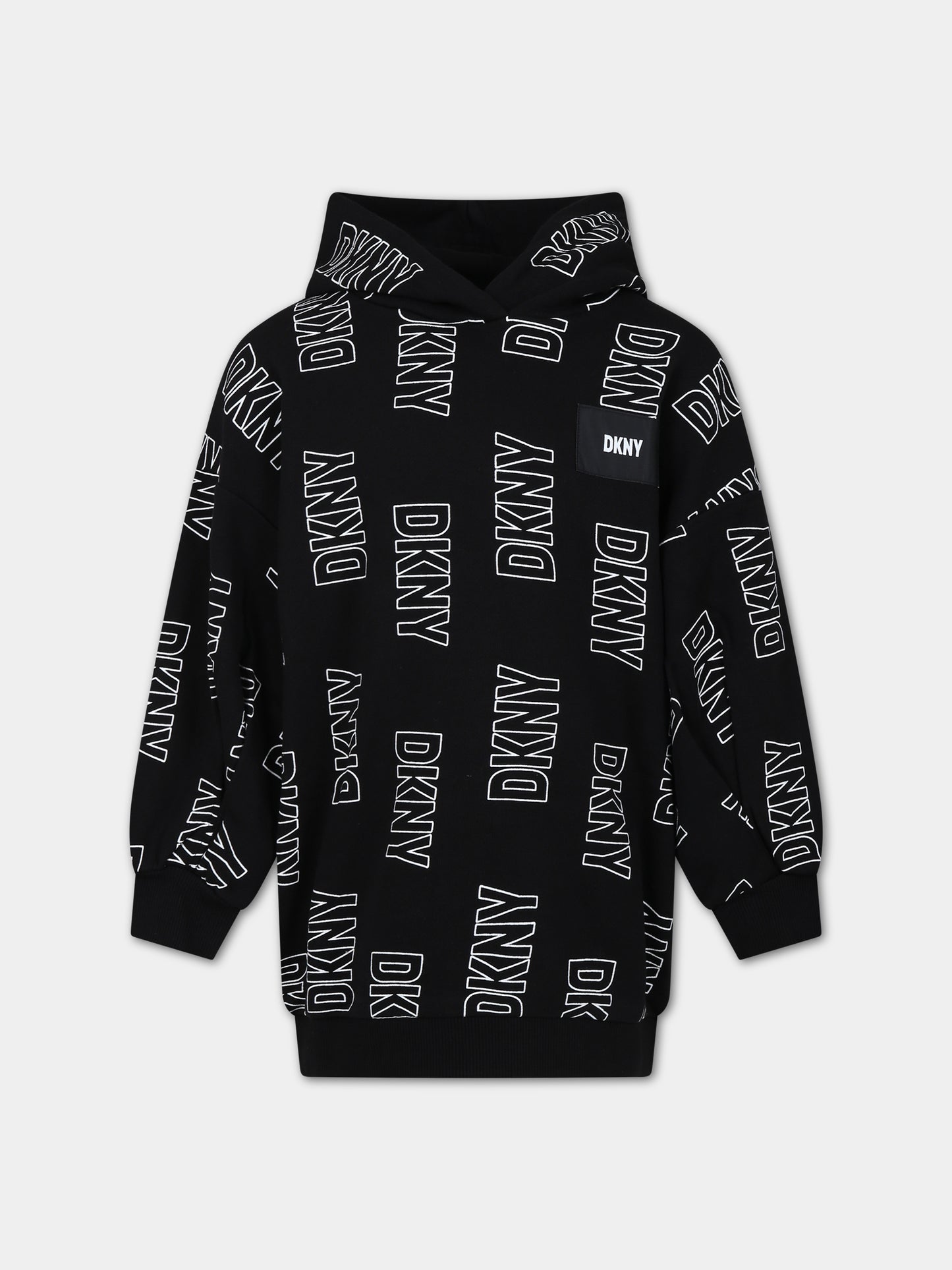 Vestito nero per bambina con logo,Dkny,D32902 M41