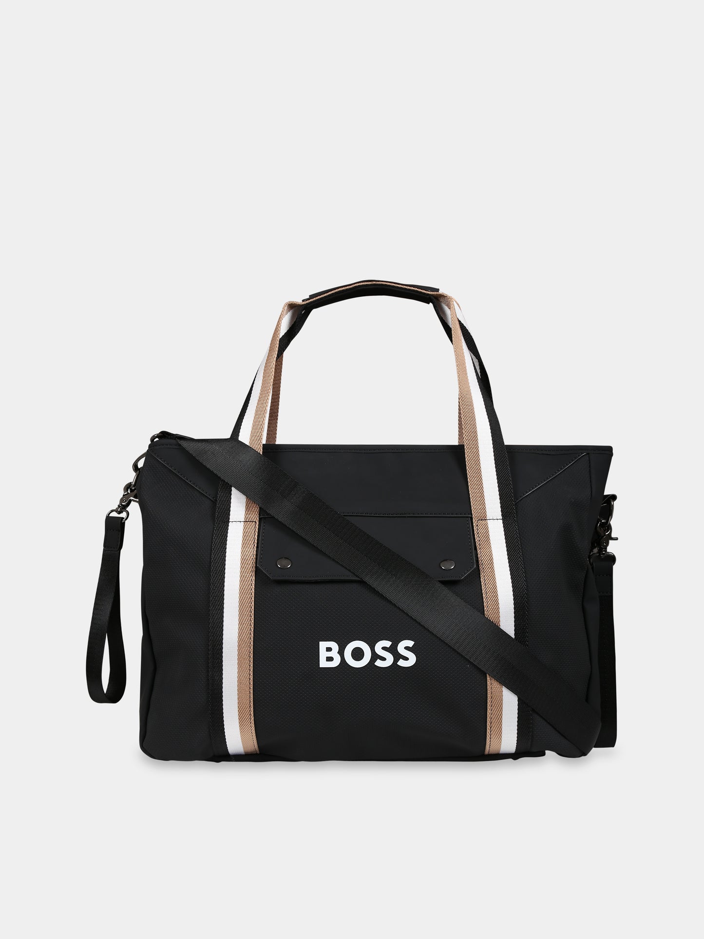 Borsa mamma nera per neonati con logo,Boss,J90336 09B