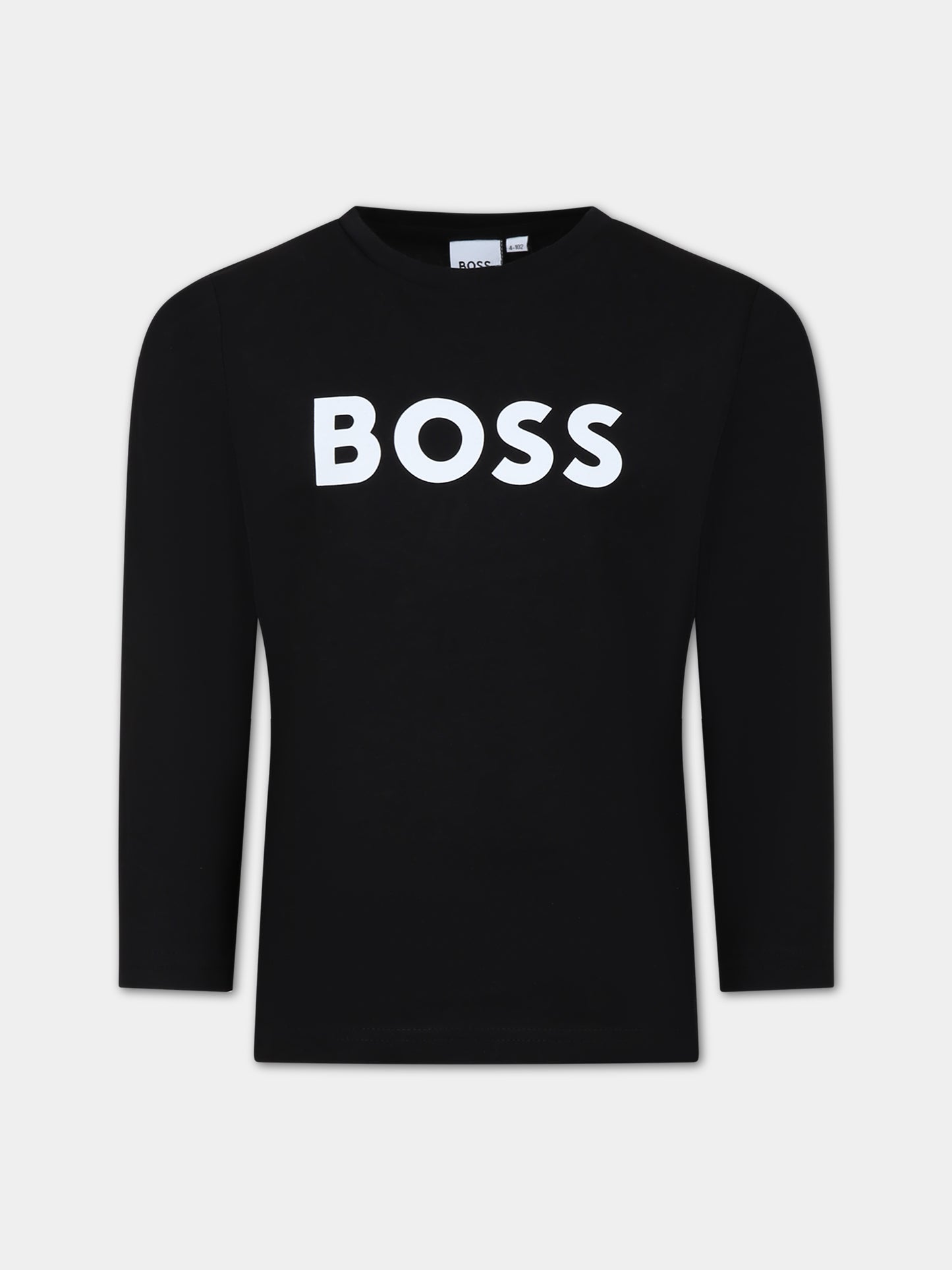 T-shirt nera per bambino con logo,Boss,J25P25 09B