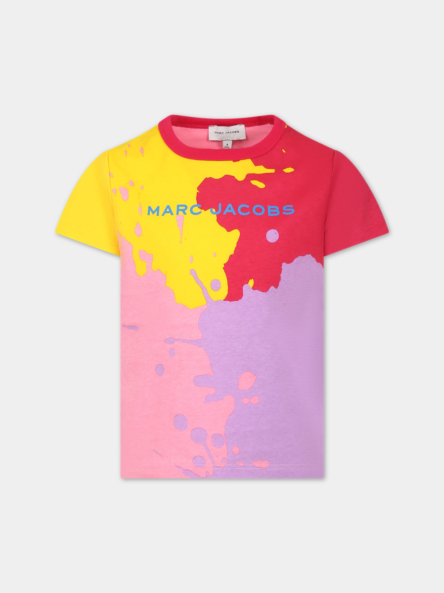 T-shirt multicolor per bambina con logo,Little Marc Jacobs,W15670 Z41