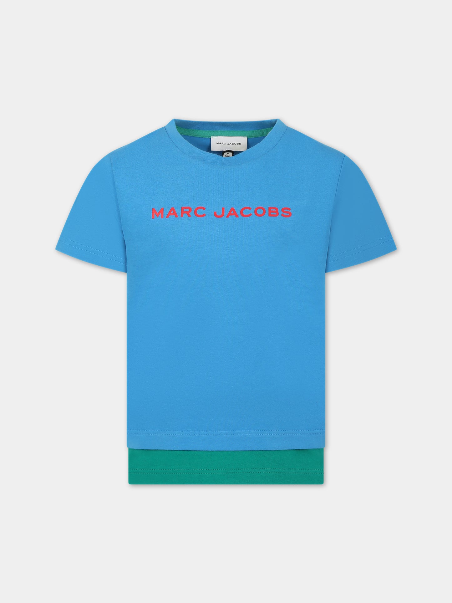 T-shirt azzurra per bambino con logo,Little Marc Jacobs,W25601 83E