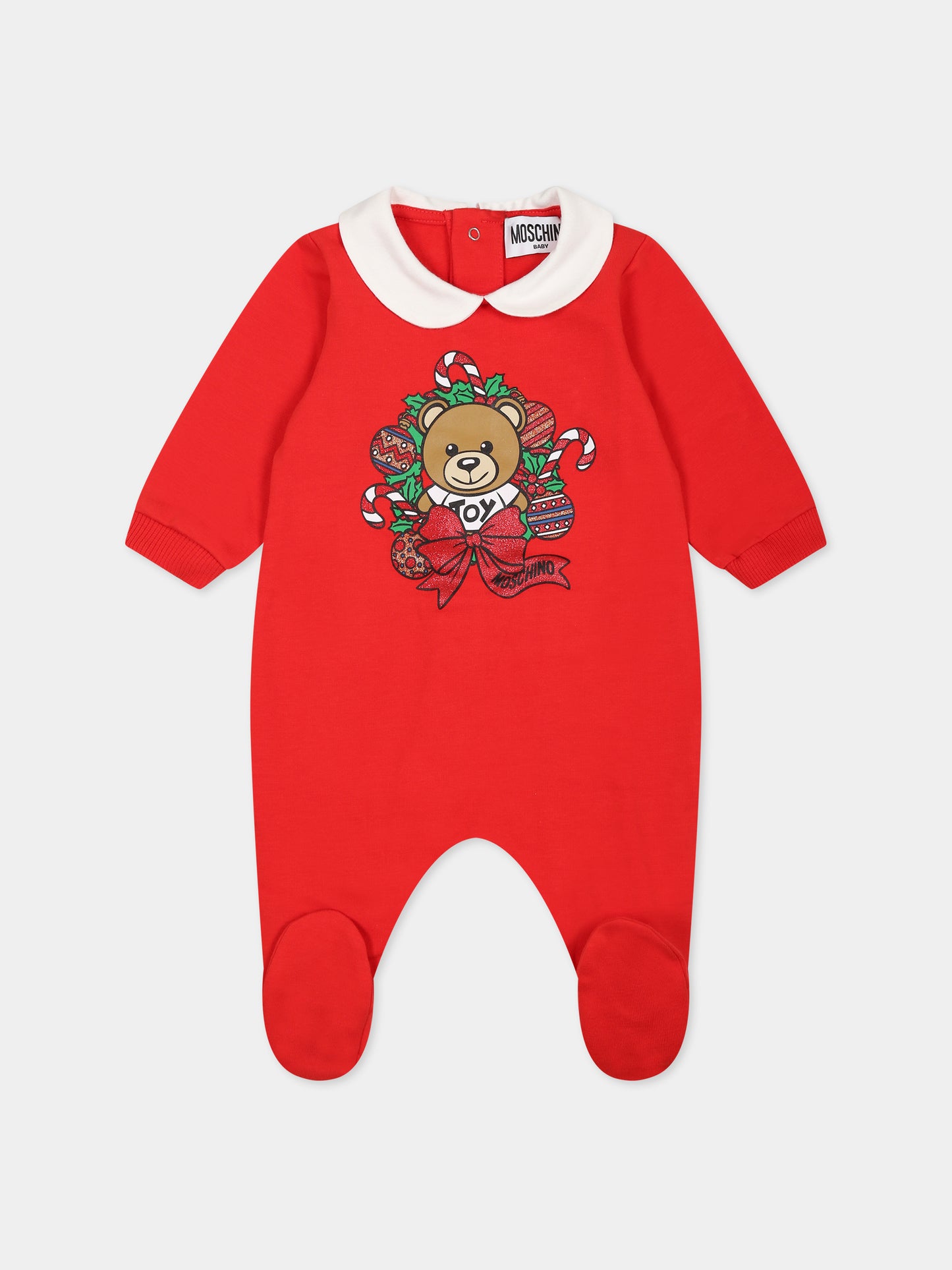 Tutina rossa per neonati con Teddy Bear,Moschino Kids,MUT03O LDA17 50109
