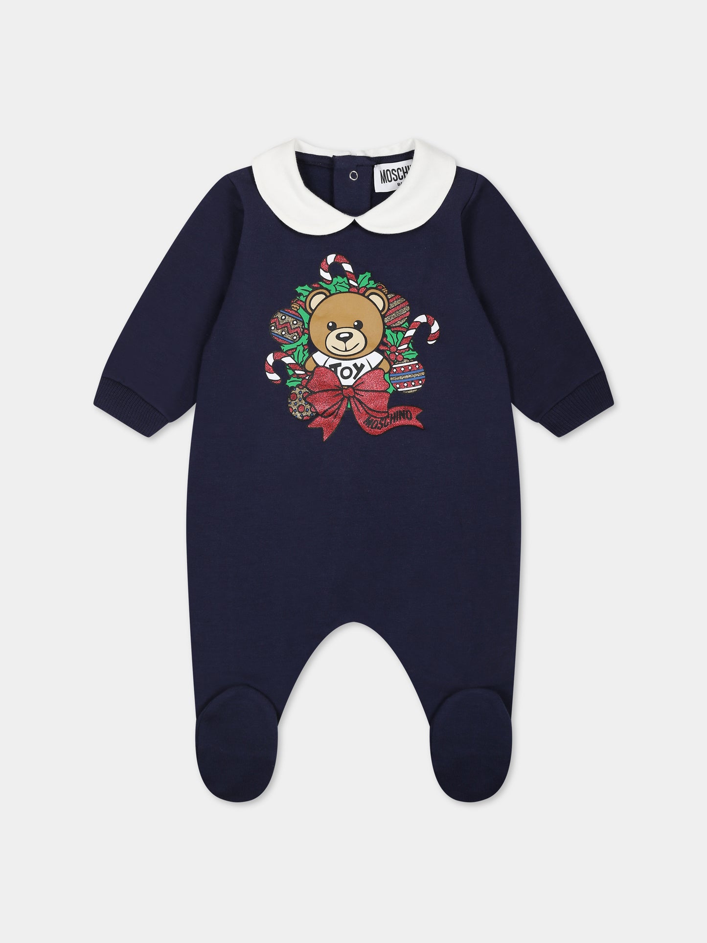 Tutina blu per neonati con Teddy Bear,Moschino Kids,MUT03O LDA17 40016