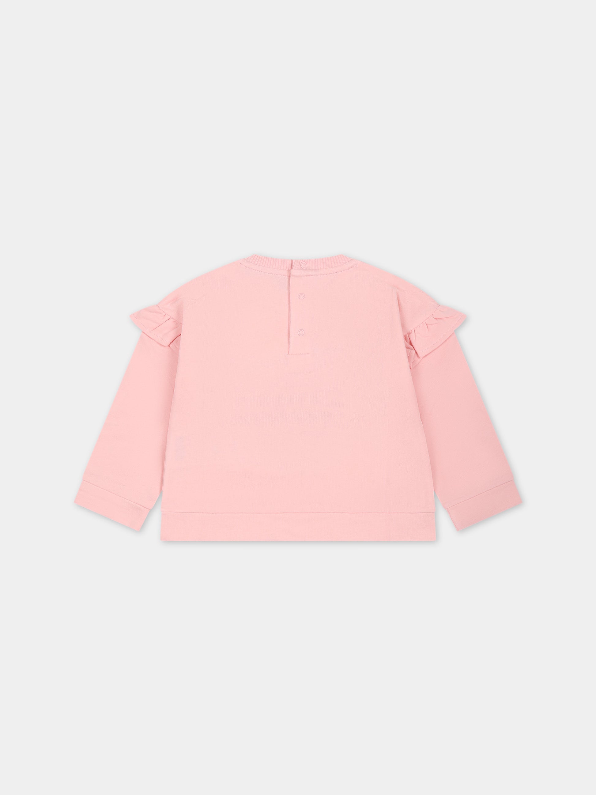 Felpa rosa per neonata con Teddy Bear e stampa,Moschino Kids,MDF02R LDA14 50209
