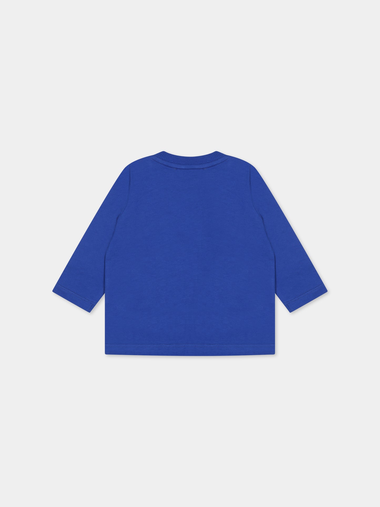 T-shirt azzurra per neonato con Teddy Bears e logo,Moschino Kids,MZO00D LAA10 40457