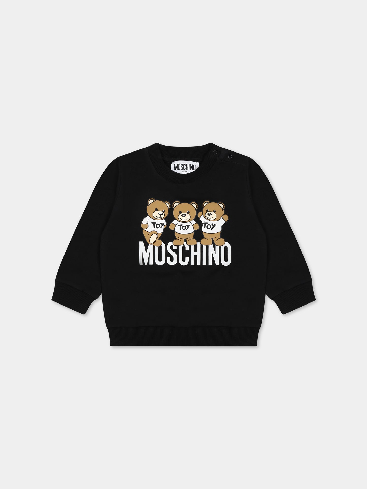 Felpa nera per neonati con Teddy Bears e logo,Moschino Kids,MSF04Q LCA60 60100