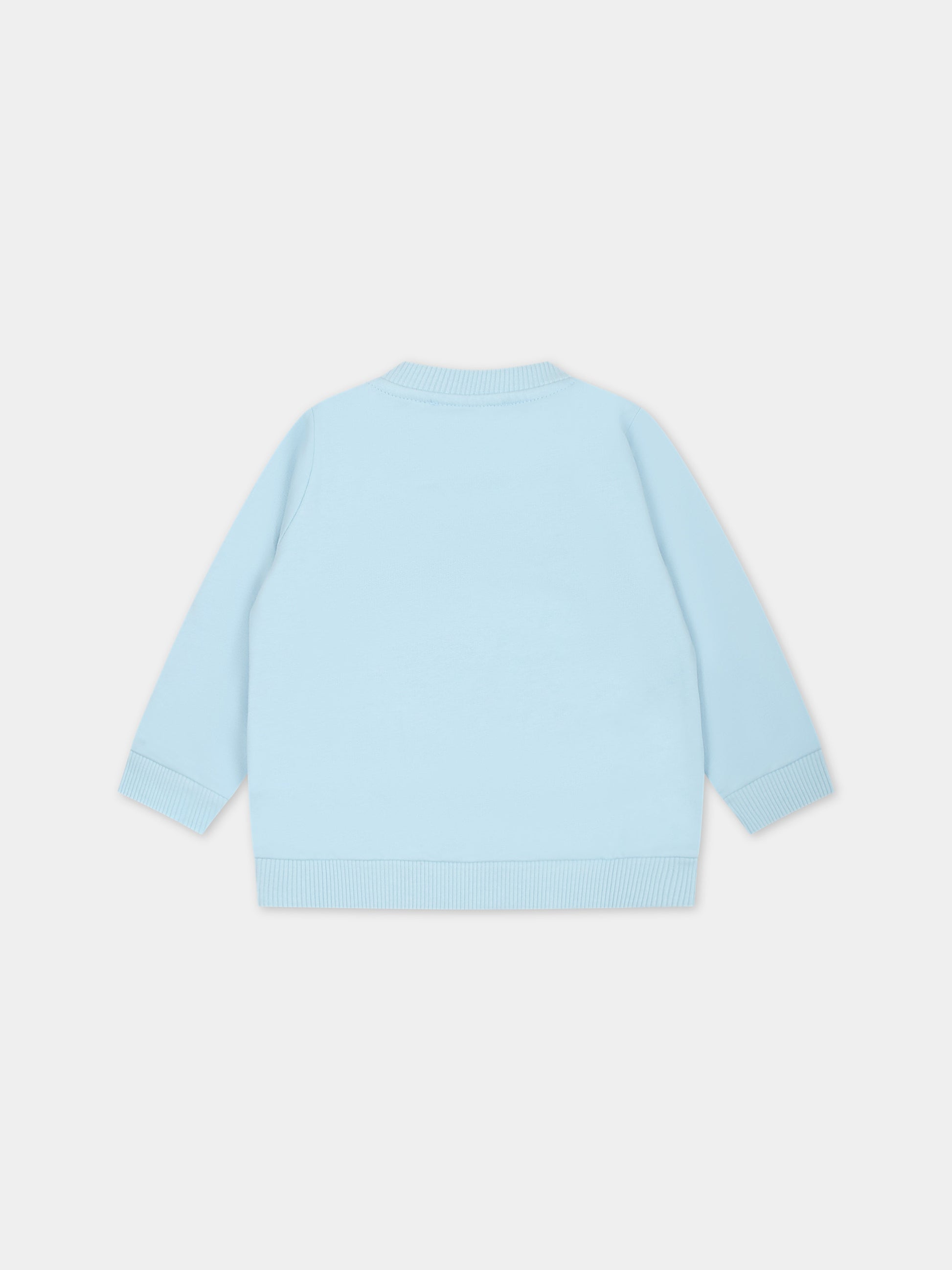 Felpa celeste per neonato con Teddy Bear e stampa,Moschino Kids,MRF04Q LCA40 40304