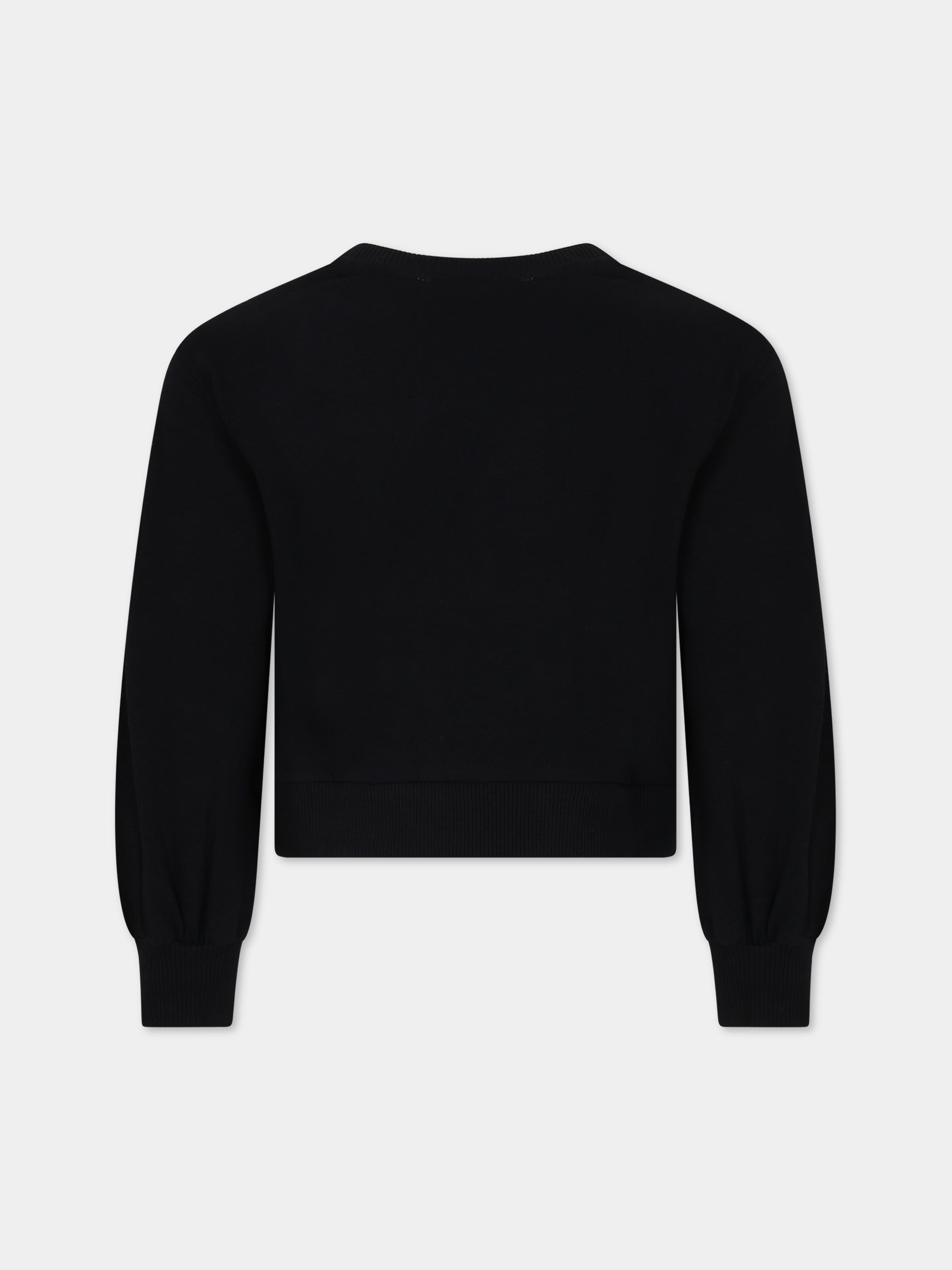 Felpa nera per bambina con Teddy Bear e cuore,Moschino Kids,HDF05E LDA14 60100